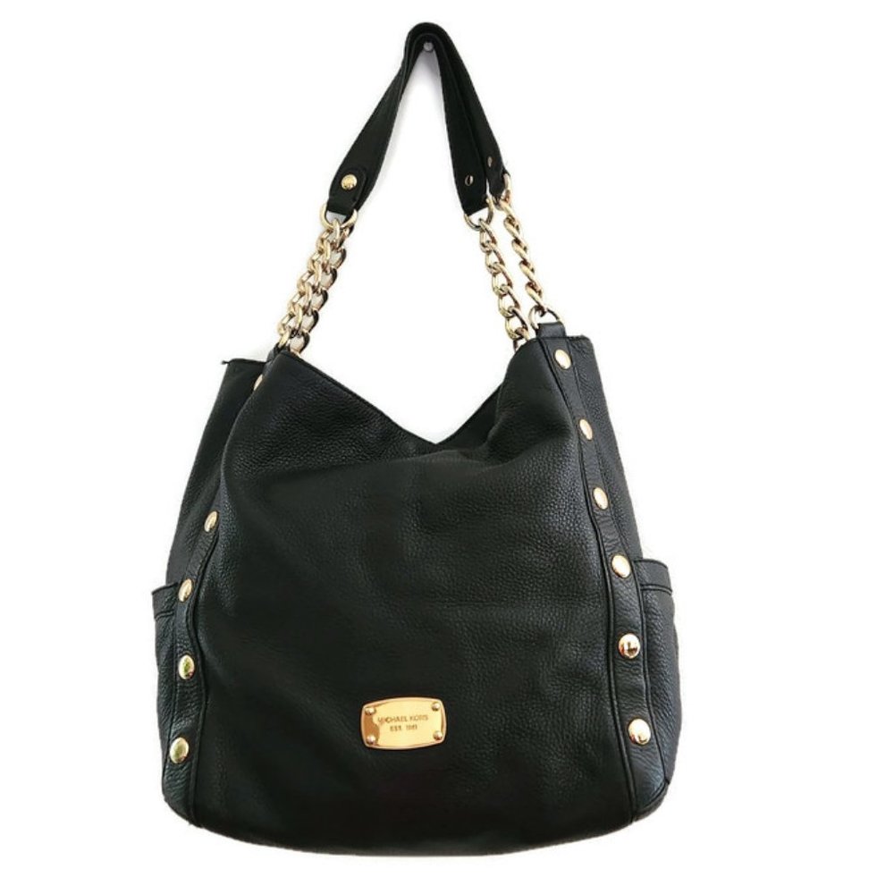 Michael Kors Delancy Women's Black Pebbled Leather Large Hobo Shoulder Bag